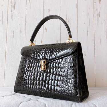 GENUINE CROCODILE Handbag with Shining Finish in … - image 1