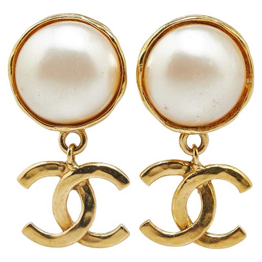 Chanel Chanel Coco Mark Swing Earrings Gold Faux … - image 2