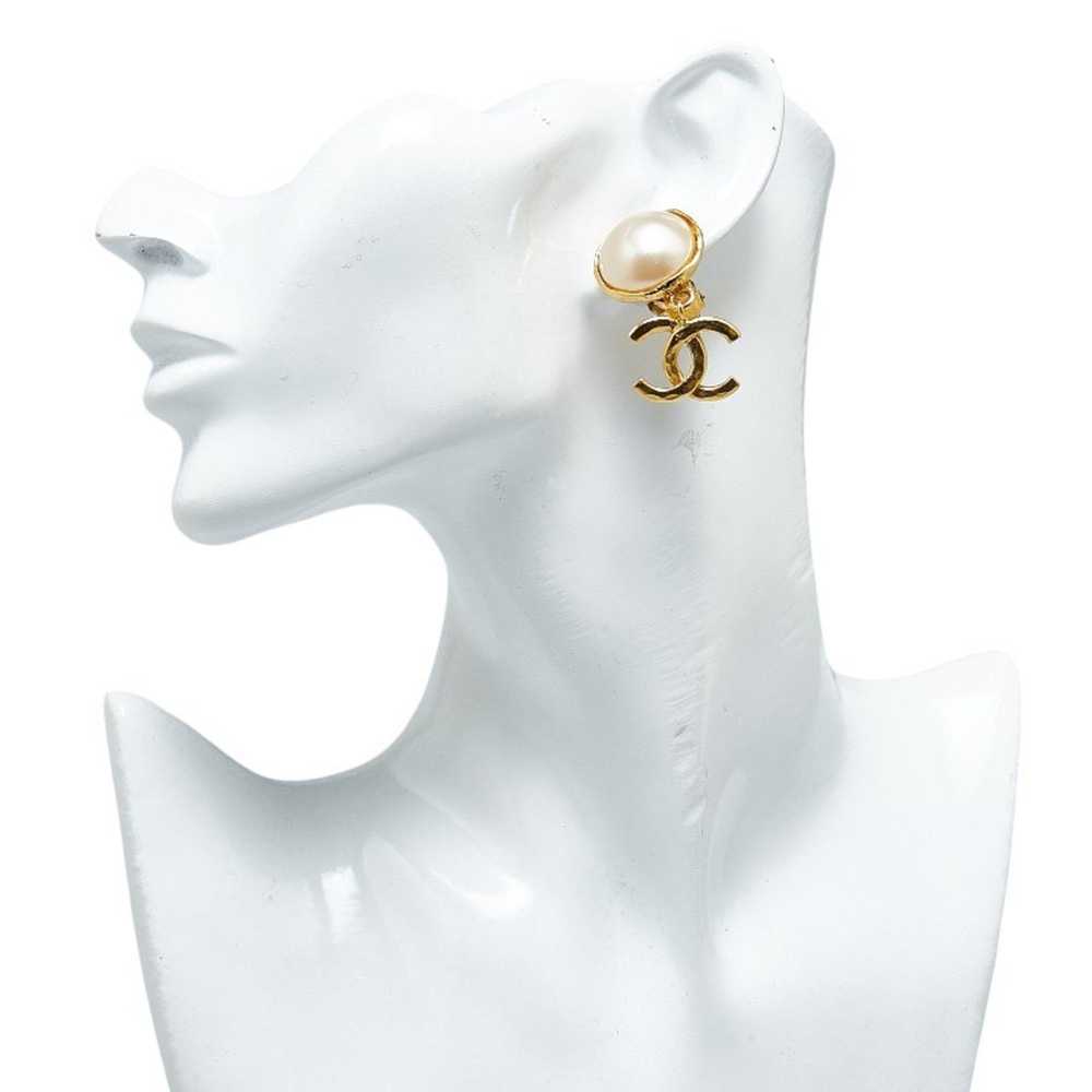 Chanel Chanel Coco Mark Swing Earrings Gold Faux … - image 6