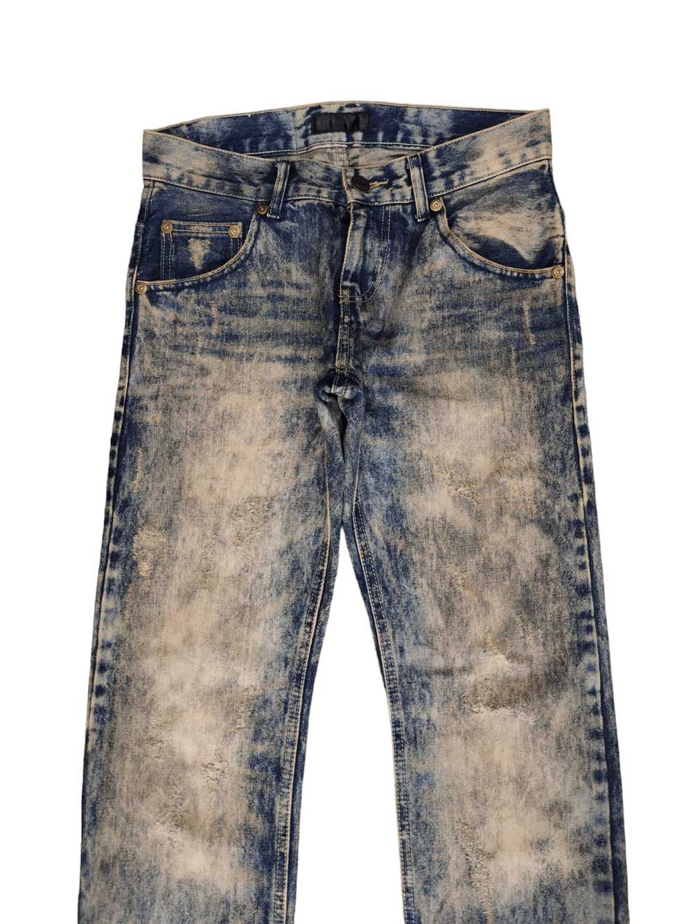 Japanese Brand Old Frame Acid Wash Faded Denim Je… - image 2