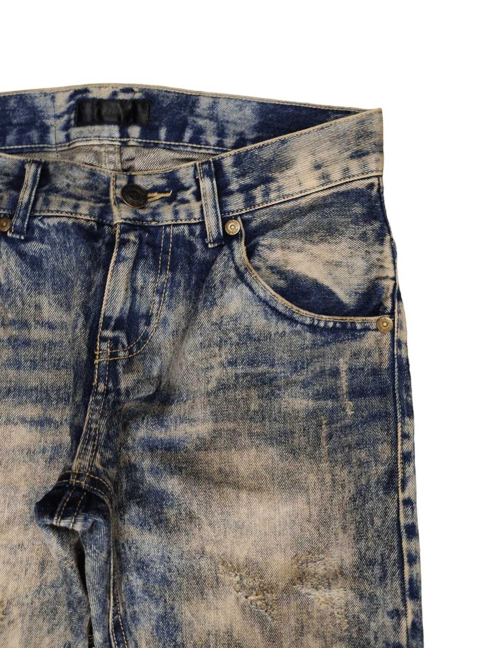 Japanese Brand Old Frame Acid Wash Faded Denim Je… - image 3