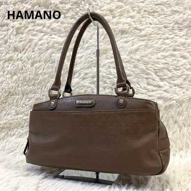 【Beautiful Condition】HAMANO Handbag Logo Brown