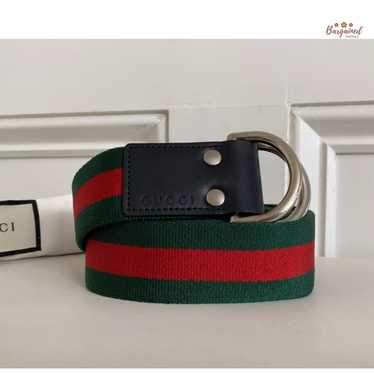 Gucci Gucci Web Canvas Black Leather Silver D Rin… - image 1