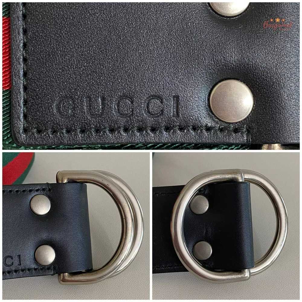 Gucci Gucci Web Canvas Black Leather Silver D Rin… - image 2