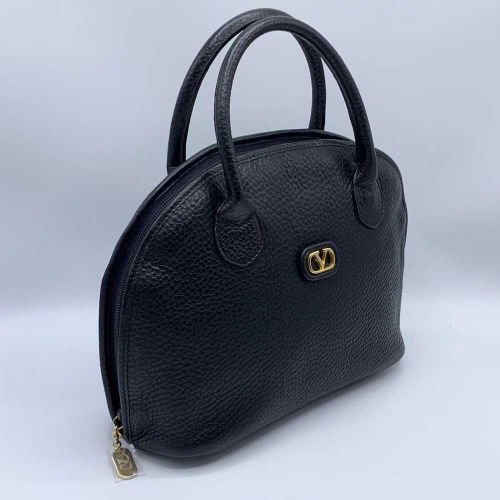 【Like New/Rare】Valentino Handbag Leather Black Go… - image 10