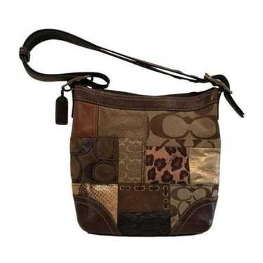 Vintage Coach Animal Print Patchwork Suede, Leath… - image 1