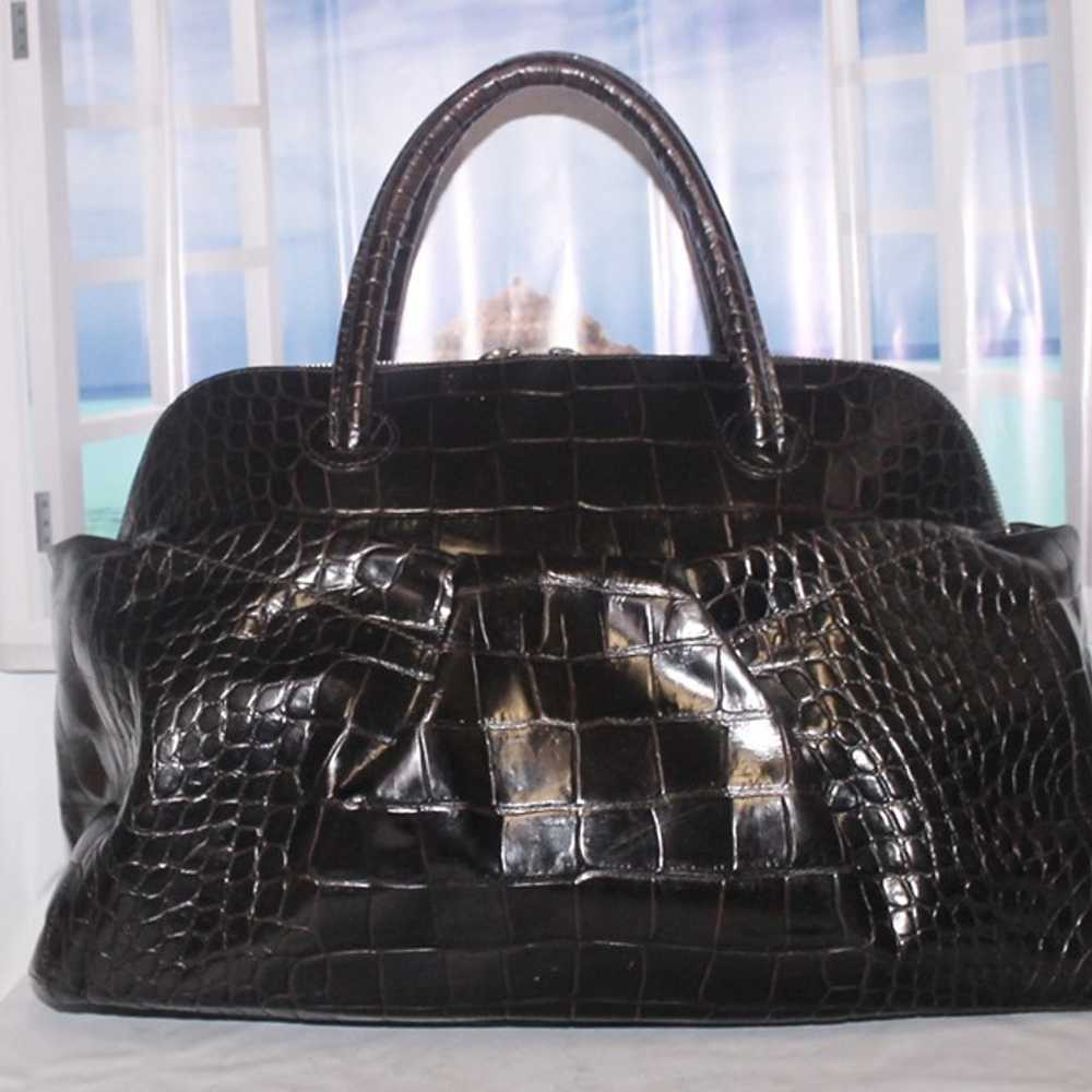 $628 FURLA Italy Croc Embossed Tote Bag Satchel H… - image 6