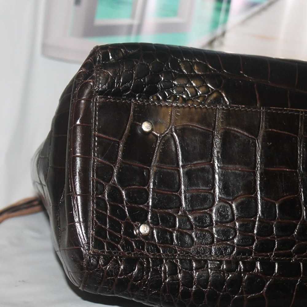 $628 FURLA Italy Croc Embossed Tote Bag Satchel H… - image 8