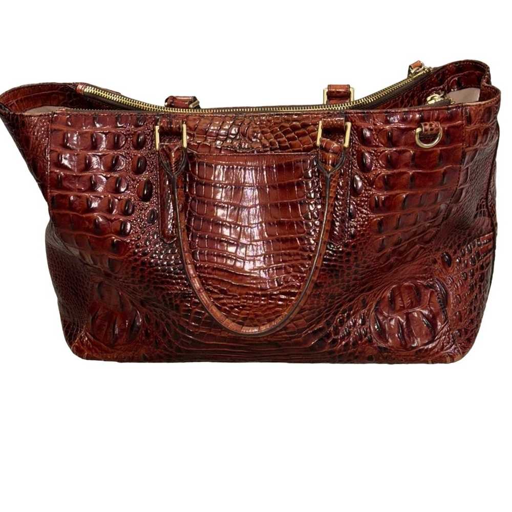 Brahmin Lincoln Satchel Croc Embossed Pecan Melbo… - image 3