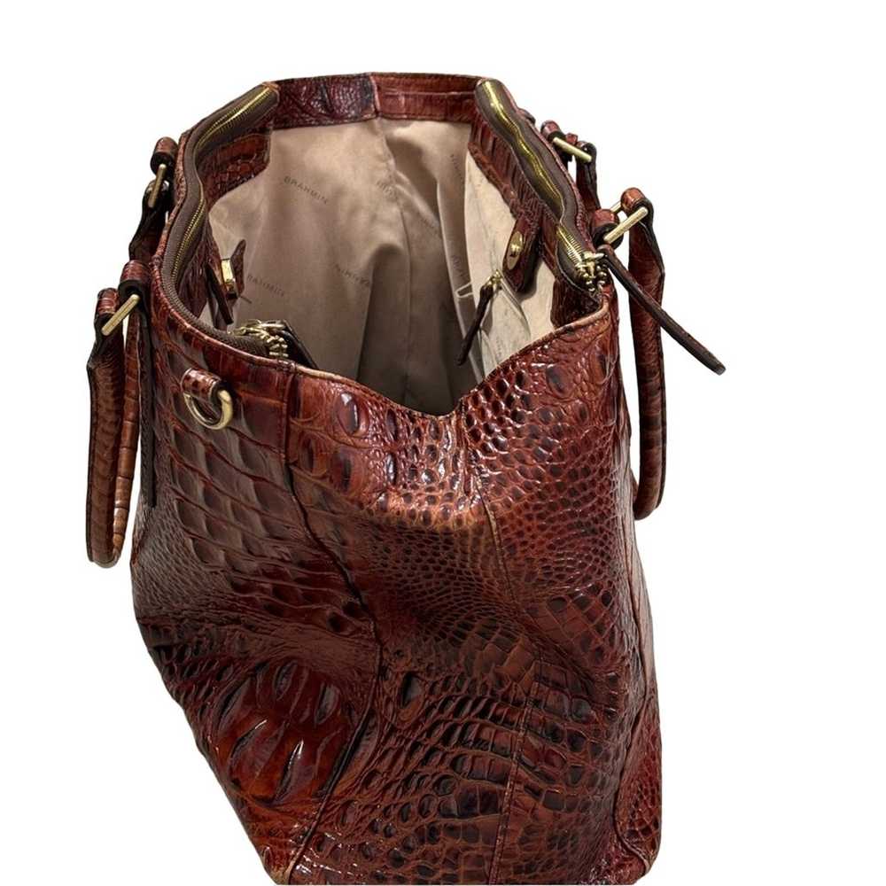 Brahmin Lincoln Satchel Croc Embossed Pecan Melbo… - image 4