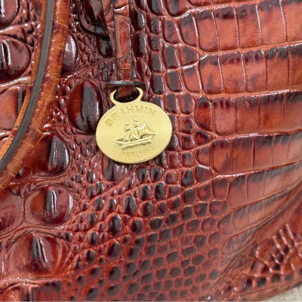 Brahmin Lincoln Satchel Croc Embossed Pecan Melbo… - image 8