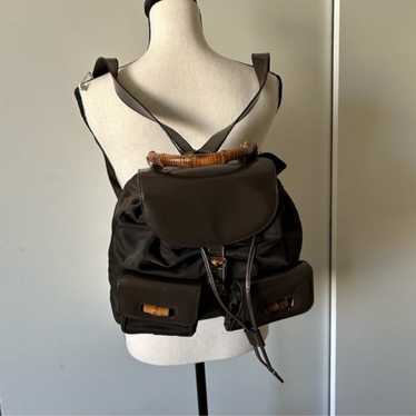 Gucci Nylon and Bamboo Backpack