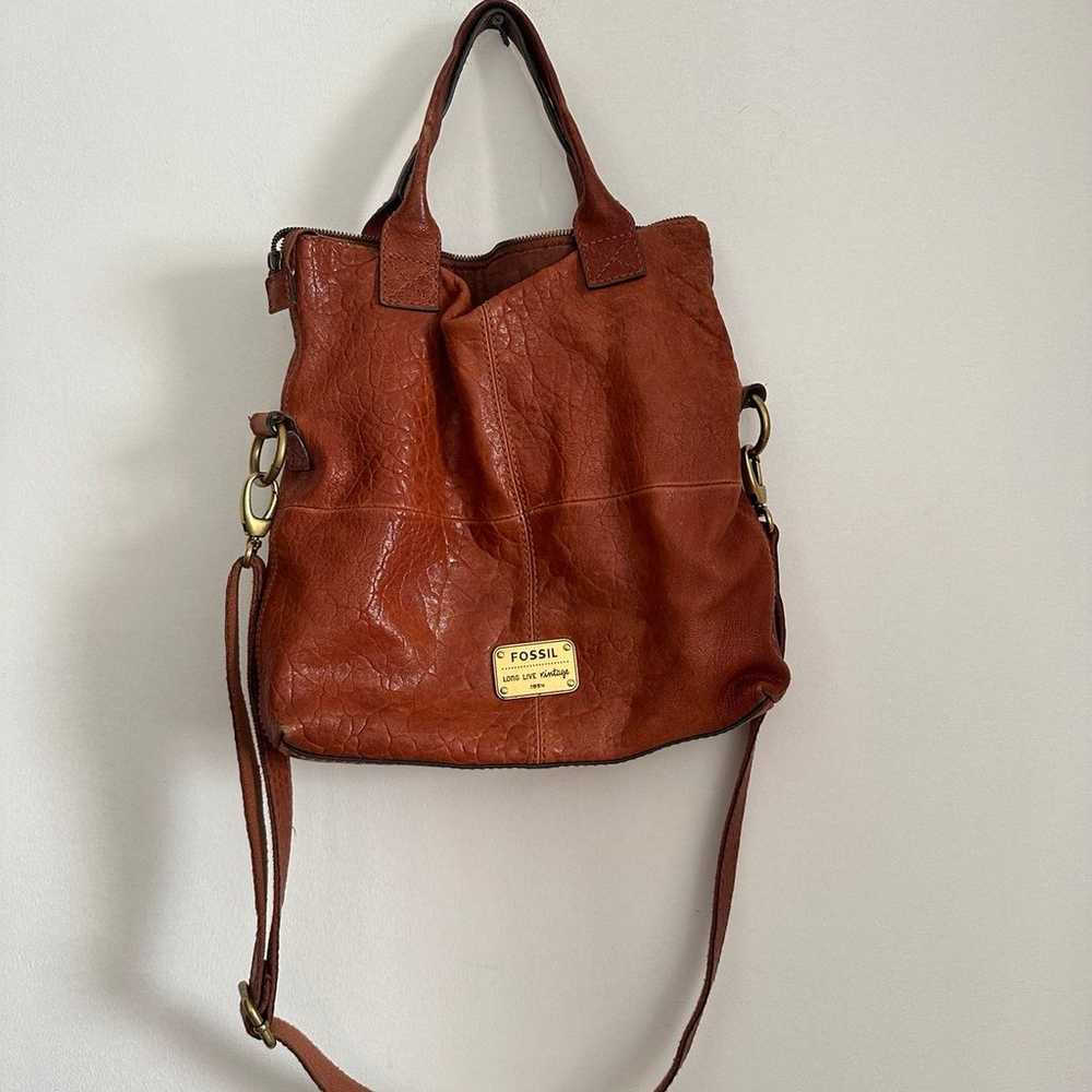 Fossil Leather Shoulder Bag Womens Brown Vintage … - image 1