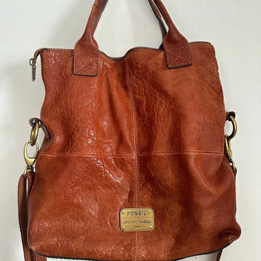 Fossil Leather Shoulder Bag Womens Brown Vintage … - image 2