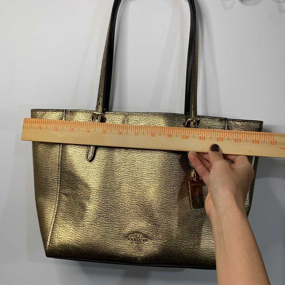 Coach Gold Metallic Turnlock Tote - image 6