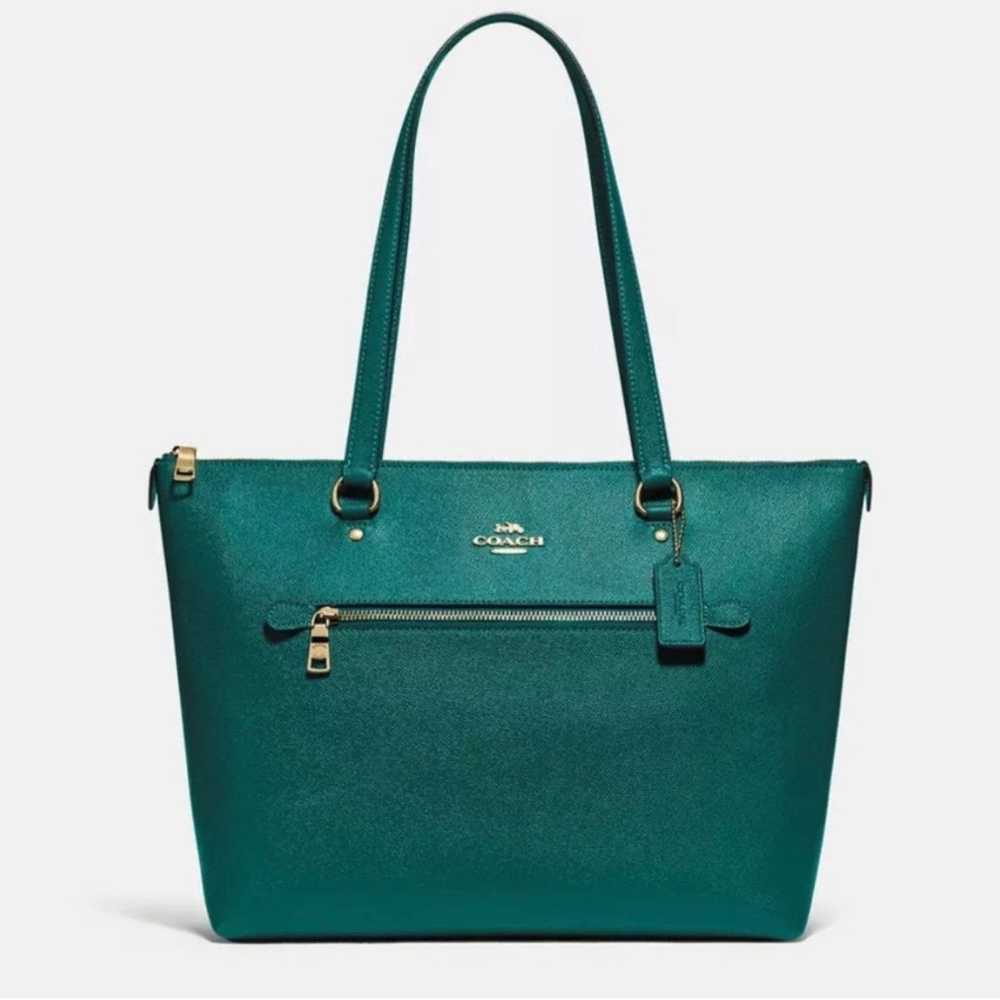 Coach Green Crossgrain Leather Gallery Tote - image 11