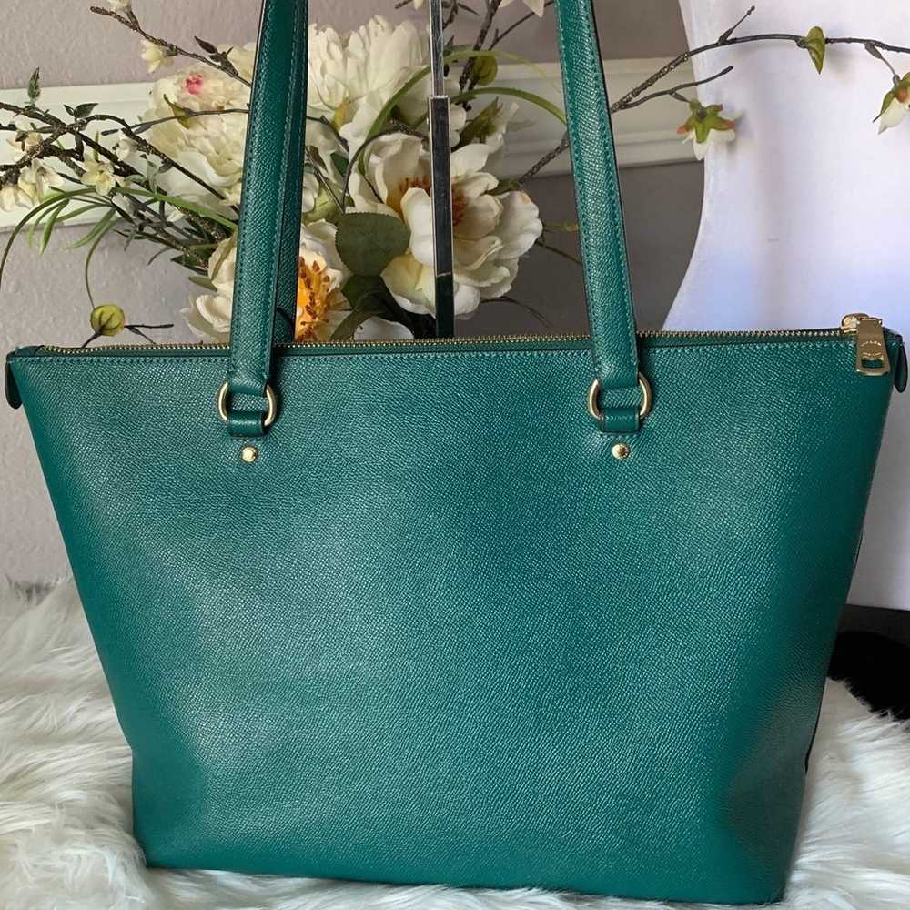 Coach Green Crossgrain Leather Gallery Tote - image 2