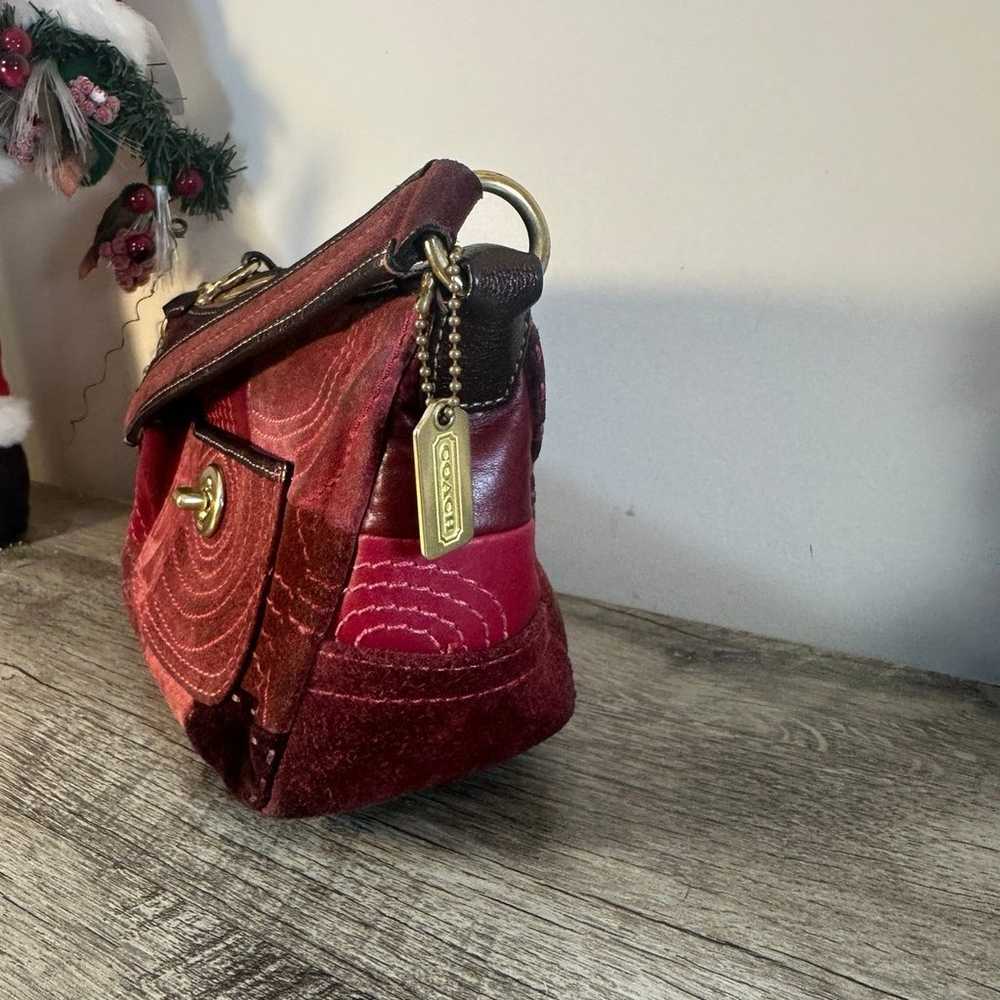 Coach ergo patchwork red hobo burgundy suede - image 2