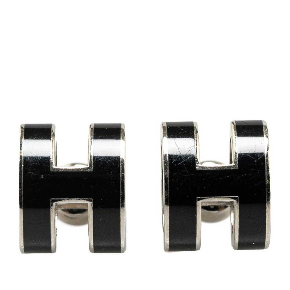 Hermes Hermes Pop Ash Earrings Silver Black Metal… - image 1