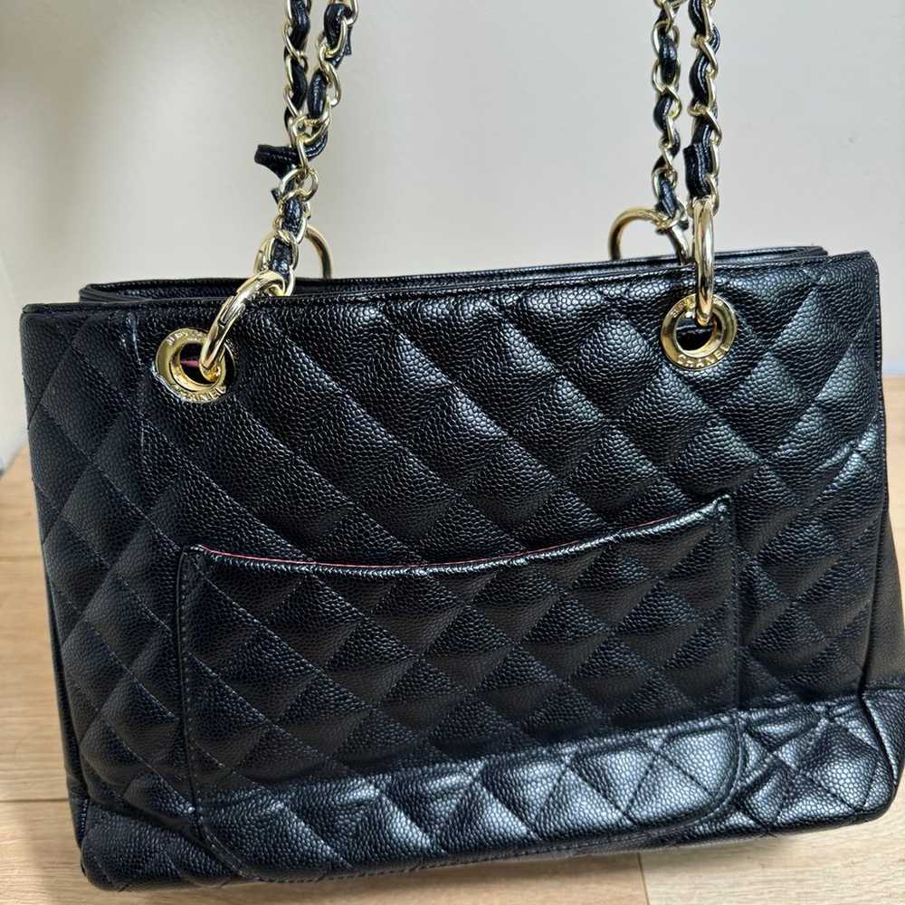 Chanel Black GST Quilted Caviar Leather Tote Bag - image 3