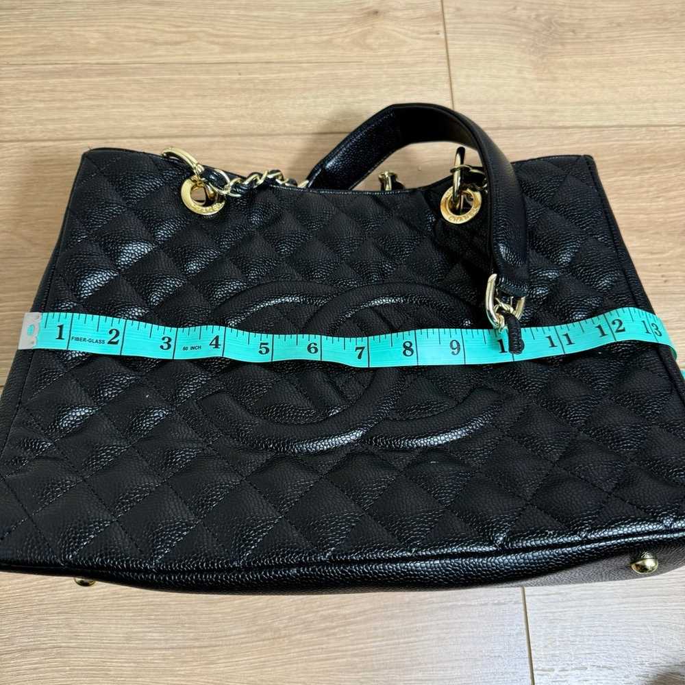 Chanel Black GST Quilted Caviar Leather Tote Bag - image 7