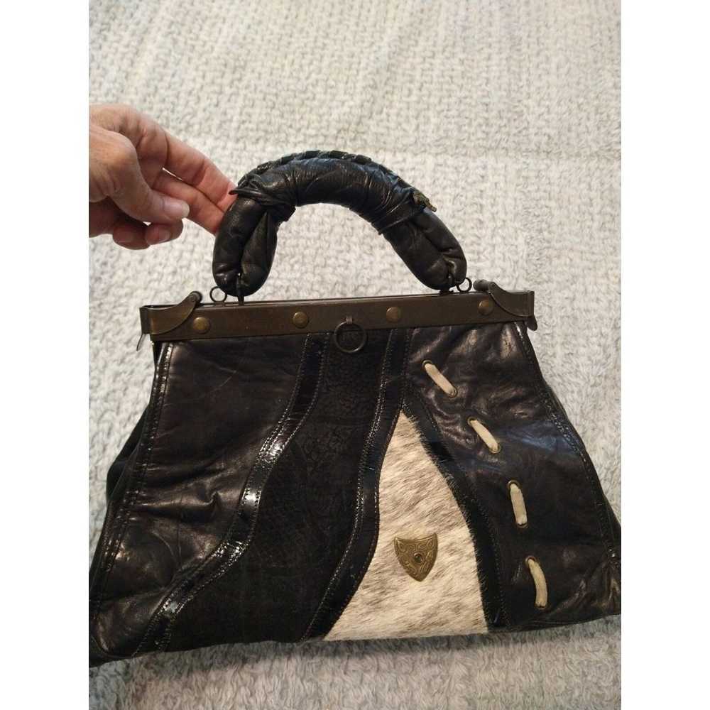 Crown Vintage, Retro animal & faux leather black … - image 2