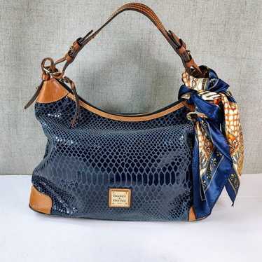 Dooney Bourke Vintage Navy Snakeskin Erica Embosse