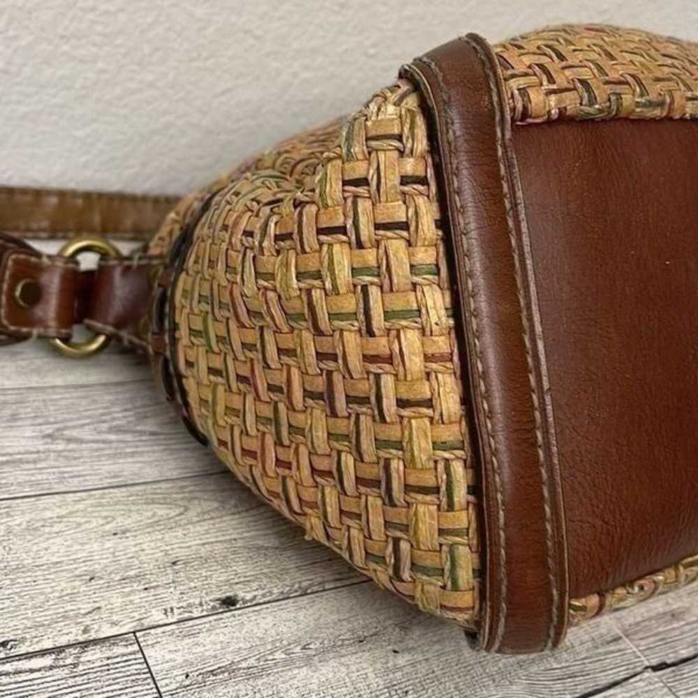 Fossil Vintage Straw and Leather Shoulder Bag - image 8