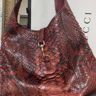 GUCCI Snake Skin Handbag Red