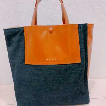 Marni Denim Leather Tote Bag - image 1