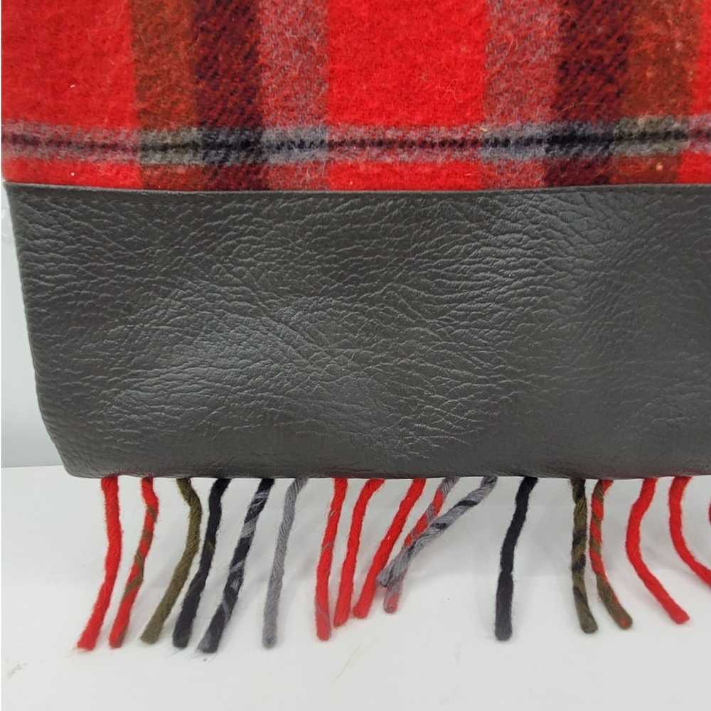 Vintage Plaid Tassel Fringe Wool Adjustable Cross… - image 5