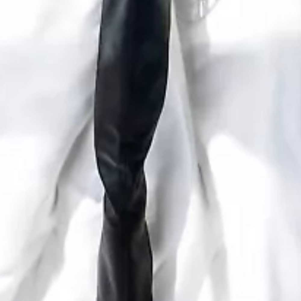 Size 7………Elegant Black Satin Knee High Boots w/fe… - image 4