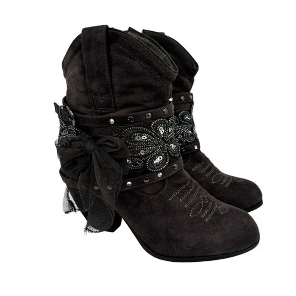 Not Rated Midas Sequin Studded Bow Booties size 7 - image 5