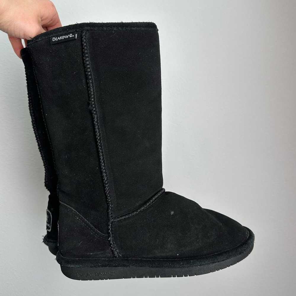 Bearpaw Black Mid-Calf Sheepskin Wool Blend Suede… - image 2