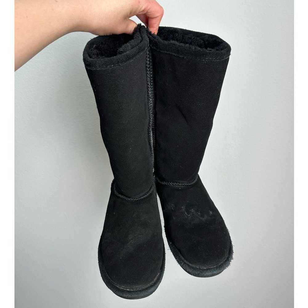 Bearpaw Black Mid-Calf Sheepskin Wool Blend Suede… - image 4