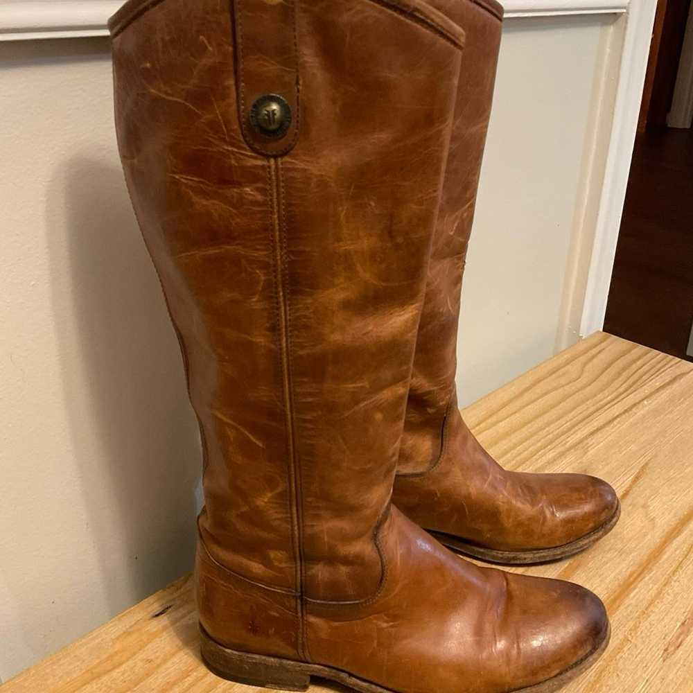 Frye Melissa Button Boots Size 7 Cognac Brown Lea… - image 1