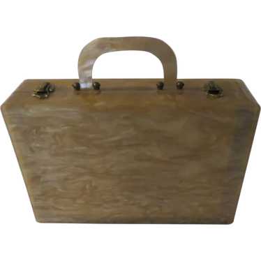 Marbleized Lucite Handbag/valise - b328