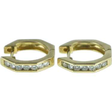 14K 0.42 Ctw Diamond Squared 14.7mm Hoop Earrings… - image 1