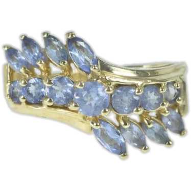 10K Tanzanite Vintage Wavy Statement Band Ring Siz