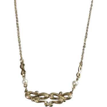 Avon Gold Tone Faux Pearl Necklace - image 1