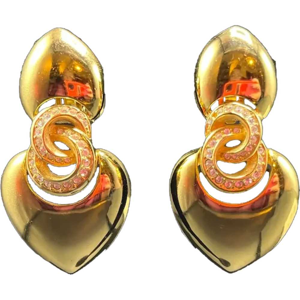 Christian Dior Double Heart Earrings - image 1