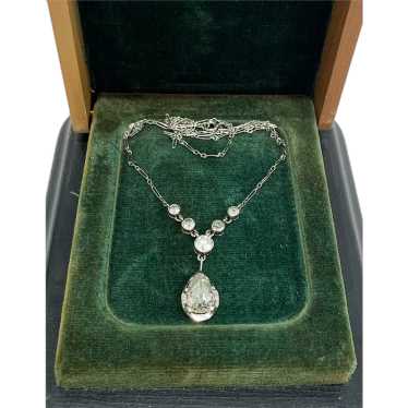 Antique French Platinum Old Mine-Cut Diamond Neckl