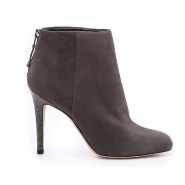 Sam Edelman Grey Suede Croc Embossed Ankle Bootie