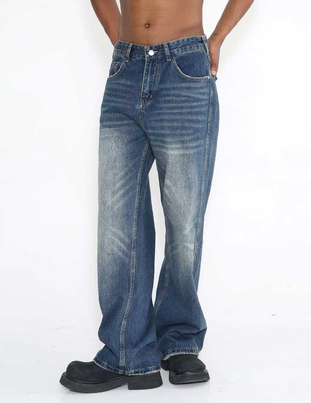 Jean × Streetwear Washed Blue Relaxed Hip Hop Den… - image 1