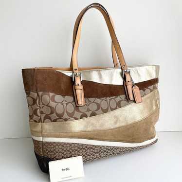 Coach Tote Bag Signature Patchwork Brown