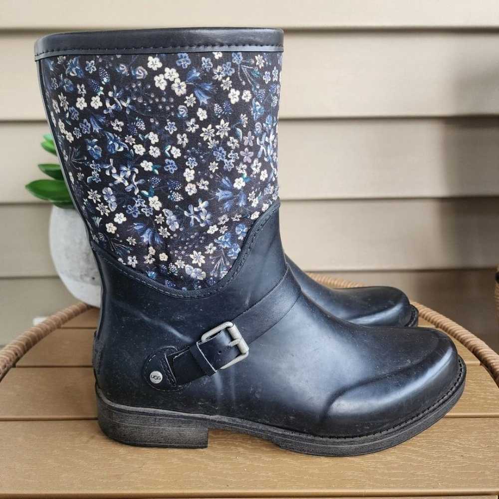 UGG Sivada Liberty Black Floral Rain Boots Weathe… - image 1