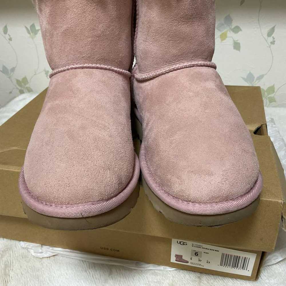 UGG Pink Sheepskin Boots with Bow - Back Bow - image 10