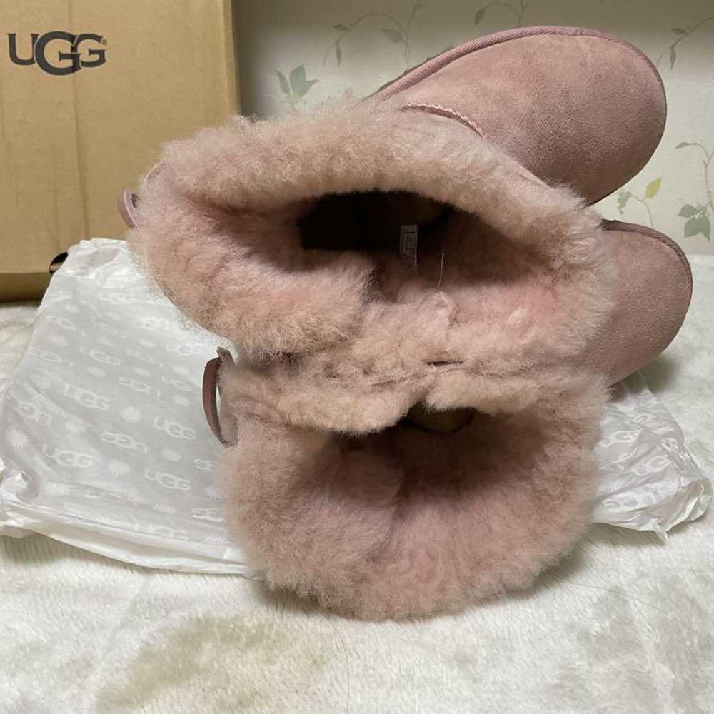 UGG Pink Sheepskin Boots with Bow - Back Bow - image 8