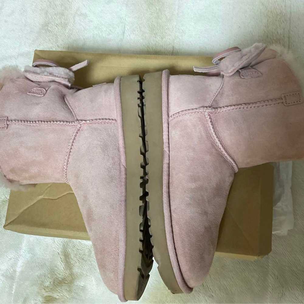 UGG Pink Sheepskin Boots with Bow - Back Bow - image 9