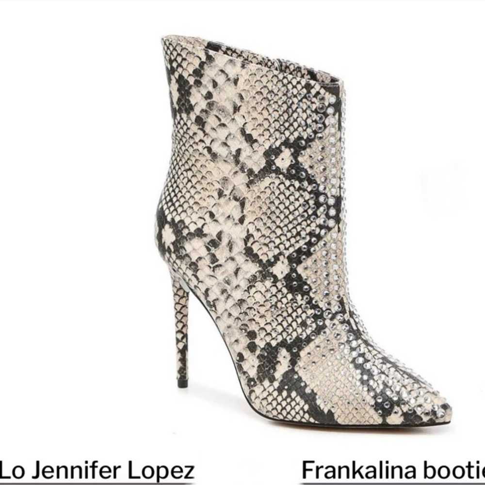 JLO NWOT White and Black Snakeskin Rhinestone Boo… - image 1